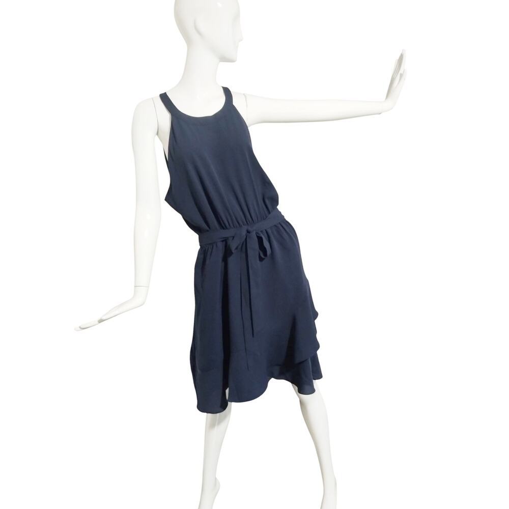 41 Hawthorn Womens XL Navy Halter Dress Asymmetrical Hem Quiet Luxury Old Money